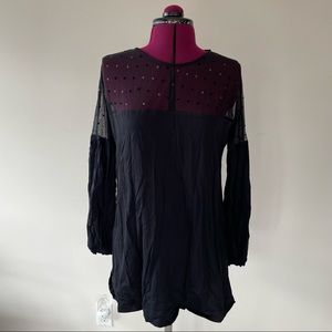 Zara Black Partly Polka-Dot Dress